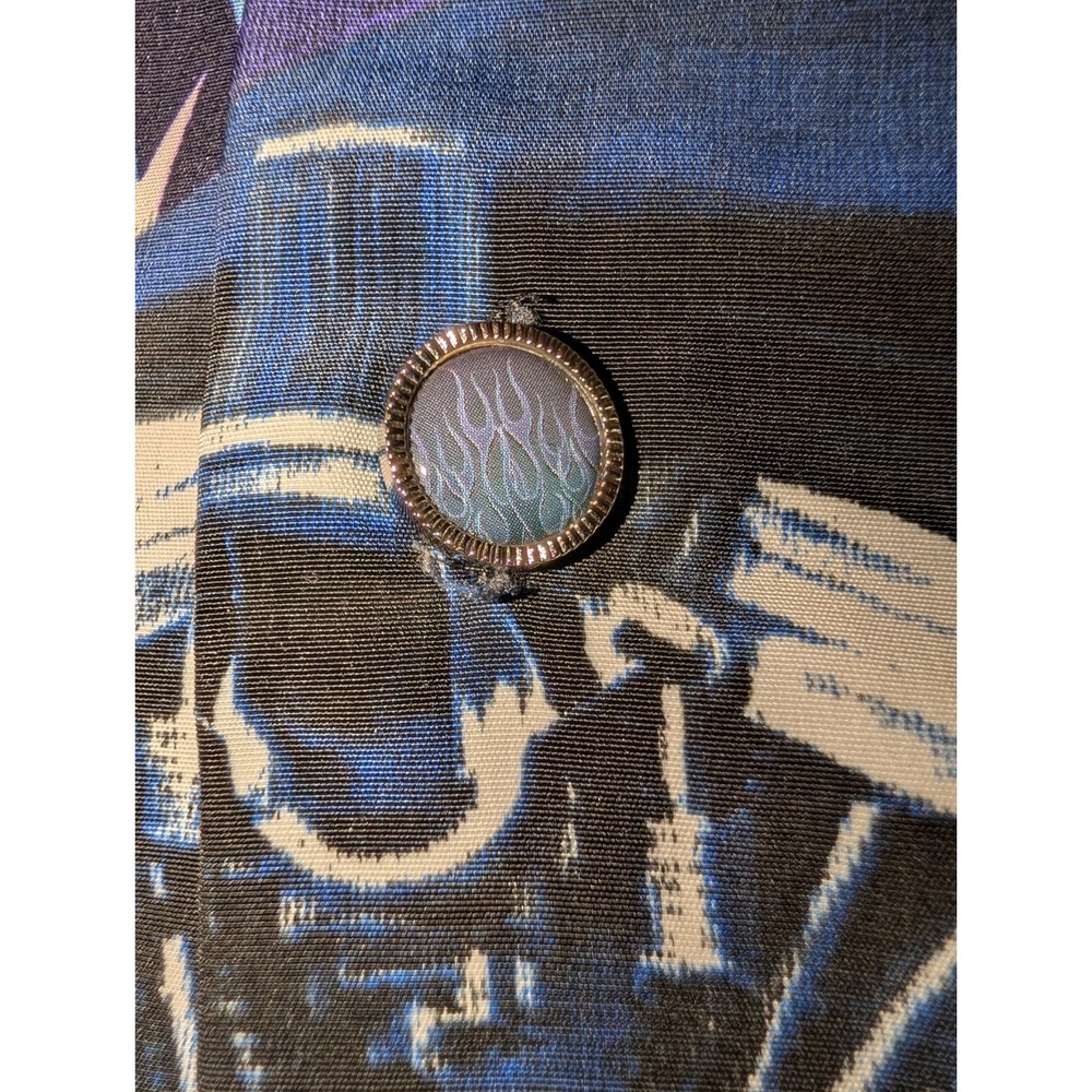Dragonfly Roadhouse Short Sleeve Shirt Mens L Motorcycle Blue Flames Y2K Vintage - Picture 4 of 6
